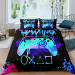 M&auml;nguri Tekikatted Komplekt &Uuml;heinimesevoodi Suuruses, Videom&auml;ngude Voodipesu Komplekt Lastele, Teismelistele, Moodne Poiste Multikas M&auml;ngupuldiga Tekikatted Komplektid EU Twin(135x200cm)