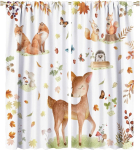 Laste metsloomade kardinad, Rustikaalsed armsad metsloomade rebane hirv siil akna katteks, Talumaja metsa akna kardinad 53x116CM-2PC