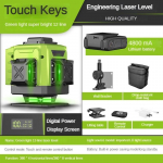 4D 12/16 joone rohelise valguse lasernivelliir Automaatne isetasanduv laserprojektor 360&deg; Horisontaalne Vertikaalne Ristm&otilde;&otilde;tmise t&ouml;&ouml;riist