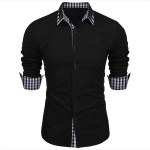 Meeste r&otilde;ivad Kevads&uuml;gisene pikkade varrukatega s&auml;rk Meeste rev&auml;&auml;ridega Moodne ruuduline lapiline &auml;ri Slim Fit vabaaja s&auml;rgid XXXL must