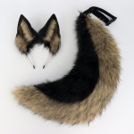 2 tk/komplekt Loomakarvadest Fursuit K&otilde;rvad Saba Halloweeni Peo Cosplay Peakatted Pl&uuml;&uuml;sist Metsloom Hundi SABAD Rebase K&otilde;rvad Juuksepael Karvane Koer COS Saba black