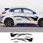 Hyundai Kona h&uuml;briid N Line elektriauto graafiliste triipude komplekt dekoratsioonikleebis vin&uuml;&uuml;lkate auto ukse k&uuml;ljekleebis auto Glossy Black