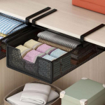 under Shelf Basket Black Decoration Space Saving Portable Hanging Pullout Drawer Organizer Length 37 cm