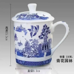 500ml Hiina stiilis luukeraamiline Jingdezhen sinivalge portselanist teetass Kontori joogitass Reisimiseks m&otilde;eldud teetooted white