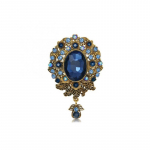 Ladies' crystal flower brooch, elegant brooch, jeweled with a badge, fashionable brooch, suitable for weddings, parties, party gifts, blue.