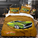3D Prinditud Monster Truck Hot Wheel Tekikott Padjap&uuml;&uuml;r Voodipesukomplekt &Uuml;heinimese T&auml;iskasvanu Kahekohaline Kuningas Suurused Magamistoa Dekooriks Kingitus EU Single(135*200cm)3pcs