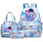 3 tk/komplekt Anime Kpop tr&uuml;kitud seljakott k&auml;ekoti ja pliiatsitopsiga teismelisele &otilde;pilasele t&uuml;drukule poisile koolikott veekindel reisikott Mochila