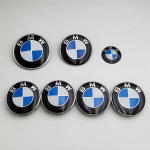 7 tk BMW embleemi komplekt 82 mm 74 mm 45 mm 56 mm 68 mm Auto esiosa kapoti logo Tagumine pagasiruumi m&auml;rk Velgede keskkatted Rooliratta kleebis 82 82 56x4 45
