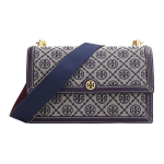 Tory Burch T Monogram L&otilde;uend Klapiga Voldikuga K&auml;ekott Naiste &Otilde;lakott Tumesinine 81863-405 Basic Set (Bag+Dust Bag)