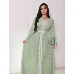 Naiste Elegantne V-kaelusega Pikkade Varrukatega Rhinestone Kaftan L&auml;his-Ida Pruut Pruutneitsid Pulmad Pikk Kleit Imeilus Peo Maksi Ballikleidid XXL roheline