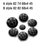 7 tk Auto Kapoti Eesmine Tagumine Pagasiruumi Embleem M&auml;rk BMW originaallogo t&auml;iesti must E36 E46 E53 E90 E60 E93 E87 G01 G20 X3 X5 F30 F20 X6 A-style74 82mm black