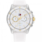 Tommy Hilfiger Brooklyn Valge Silikoon/Kummist Rihm Naiste Kvartsikell 1782568 valge