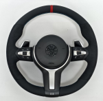 Uuendatud seemisnahast rool F10 F07 F12 F13 F01 F20 M3 M5 F45 F30 E87 E90 E70 E84 jaoks, EL-i ladu E pig ears Suede (no airbag) punane