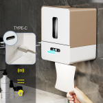 Induktsiooniga WC-paberi hoidja Automaatne salvr&auml;tikukarp Seinale kinnitatav paberidosaator Rullitav WC-paberi karp Vannitoa tarvikud pruun