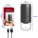 Kaasaskantav elektriline kohviveski, laetav, reguleeritavate jahvatusastmetega, koduseks kasutamiseks, v&auml;rskete kohvipuruubade k&auml;sitsi valmistamiseks Diamond pattern electric coffee grinder must