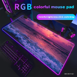 Rannas P&auml;ikeseloojanguga Hiirematt Animatsioon M&auml;ngud Ilus RGB M&auml;ngimine HD M&auml;ngur LED Valgus XXL Hiirematid PC Arvuti matt Libisemisvastane Dekor RGB600x300x3mm pink