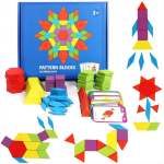 Mustriteplokid 155 tk Puidust Tangram Montessori M&auml;nguasjad Geomeetrilise Kujundi Pusle Lasteaia Klassikaline Hariduslik Lastele blue