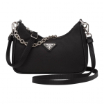 Prada Re-Edition Hobo Nailonist ja Nahast &Otilde;lakott Naiste Kotid Must 1TT122-064-F0002 Basic Set (Bag+Dust Bag)