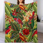Vintage troopilise linnu džungliaia viskepilt. Hingav kerge tekk t&auml;iskasvanutele ja lastele 102x76cm(40x30in)