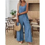 Uus suvine naiste &uuml;hev&auml;rviline lai cami jumpsuit, vabaaja puhkuse stiil, Euroopa Ameerika trend crossbody riietuse jaoks S kuninglik sinine v&auml;rv