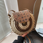 Boheemlaslik Disain &Uuml;mmargune P&otilde;hk Naiste Kootud Rannakott Crossbody Daamide Rotangist K&auml;sit&ouml;&ouml;na Valmistatud &Otilde;lakott 25x6x26cm kohv