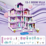 Suur Nukumaja Kokkupanek Villa Maja 3D DIY Unistuste Printsessi Loss Villa Kokkupanek Nukumaja Komplekt M&auml;nguasi T&uuml;drukute M&auml;ngukodu Pere M&auml;nguasi gray