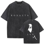R&auml;ppar Rosalia Lux Tuur Vintage Pesuga T-s&auml;rgid Unisex Naistele Hip Hop Popmuusika Mood L&uuml;hikeste Varrukatega T-s&auml;rk Gooti T&auml;navamood S black