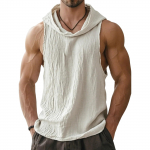 Meeste varrukateta kapuutsiga tanktop Kerge lihaseline sobivus Vabaaja lahtine pullover s&auml;rgi k&uuml;ljeavade ja k&auml;eaukudega J&otilde;usaali treeninguks XL valge