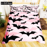 &Otilde;nnelik Halloween Voodipesu Komplekt 3D Nahkhiire Tr&uuml;kiga 2-3 Osaline Komplekt (Ilma s&uuml;damikuta) Sobib Magamistoa Tekikoti Komplekti Halloweeni Kaunistuseks Kingitus 135x200cm