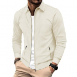 Meeste lukuga jakk Vahvlimustriga Slim Fit jope lukuga taskutega rev&auml;&auml;riga vabaaja mantel kevad-s&uuml;gis-talveks L khaki