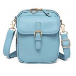 Vintage &otilde;lakott 10 RFID-blokeeriva taskuga Kahekihiline Suure mahutavusega Crossbody kott Naiste Vargusvastane Messenger kott 15.5x8.5x20.5cm helesinine v&auml;rv