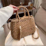 MOODS Rotangist Kootud &Uuml;he K&auml;epidemega Kotid Naistele 2026 Suvine Rannapuhkus &Otilde;la- Crossbody Korvikott Luksuslik Disainerk&auml;ekotid 31x19x9cm khaki