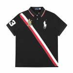 Ralph Lauren suvine meeste ja naiste diagonaaltriibuline pique-puuvillane polos&auml;rk koos vapiembleemi ja suure ponilogo XS must