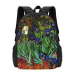 Iirised Vincent van Goghi poolt-Vincent van Goghist inspireeritud kott Seljakott meestele naistele t&uuml;drukutele teismelistele Iirised Vincent van Goghi poolt OneSize black