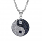 Hip Hop Iced Out Kuuldused Yin Yang Ripatsiga Kaelaehted Kuldne V&auml;rv Roostevabast Terasest &Uuml;mmargune Aumlet Kaelakee Meestele Naistele Ehted Kingitus 55cm