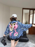 Retro teksajakk Ameerika k&otilde;rgt&auml;nav naiste l&otilde;tv bf laisk stiil v&auml;lismaa stiil hip hop nostalgiline pesapalli trendikas br&auml;ndistiil top One size fits all sinine