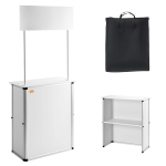 VEVOR kaasaskantav messipoodiumilaud, 78,5 &times; 38 &times; 181,5 cm, N&auml;ituselett, Messiboks seinaga 78.5 x 38 x 181.5 cm