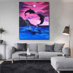 5D Diamants Tikand delfiin Multifilm Kuuvalgus Kaunista Broderies Teemantmaal 20X30