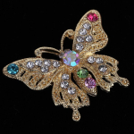 V&otilde;luv Gloden Plated Butterfly Design Rhinestone pross Pin Ehted Kingitus