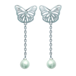 Les Tr&eacute;sors De Lily [F0325] - H&otilde;bedased k&otilde;rvar&otilde;ngad  Cotton Butterfly  H&otilde;bevalge (roodiumiga kaetud) - 40x14 mm valge