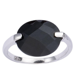 Bague Argent 'Linda' Noir argent&eacute; (rhodi&eacute;) - 14x12 mm 50 must
