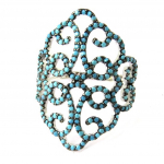 Bague Argent 'Navajos' turquoise argent&eacute; (rhodi&eacute;) 54 t&uuml;rkiissinine