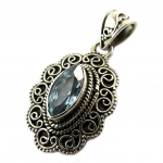 Les Tr&eacute;sors De Lily [P3737] - Pendentif Argent 'Heaven' topaze bleu - 25x20 mm sinine