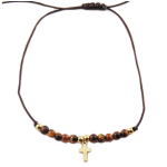 Les Tr&eacute;sors De Lily [R0137] - Kuldpruun 'Cross' terasest k&auml;ev&otilde;ru - 10x7 mm pruun