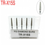 5pcs Dental High Speed Burs Diamond Burs Polishing Tooth Preparation bur for High Speed Handpiece Turbine TR-X15S