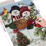 T&auml;isruudukujuline teemantmaal Lumememm K&auml;sit&ouml;&ouml; Uus saabumine Teemanttikandid Multifilm Rhinestone'i pilt Talvine seinakunst Full Round (20X30CM)