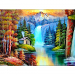 Teemanttikandid kose pilt kivist 5D teemantmaal, maastik mosaiik, suvine n&auml;put&ouml;&ouml; k&auml;sitsi valmistatud kingitus Full Round 20X30CM punane