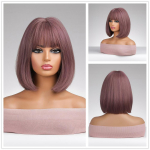 ALAN EATON Medium Bob sirgete juustega parukas tukkidega Oranžipruunid s&uuml;nteetilised parukad naistele African American Cosplay