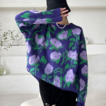 Naiste s&uuml;gistalvine kampsun, 2022. aasta mood, vabaaja naiste kampsun, pulloverid, lillega džemprid, soojad teismeliste grillsviitrid One Size lilla