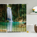 Kaasaegne 3D-printimine metsa du&scaron;ikardin Roheline taimepuu maastikuga vannikardin konksudega vannitoa veekindla maastiku jaoks 180x200cm